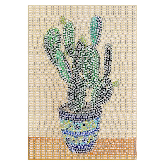 5" x 7" Potted Cactus Wood Plank Diamond Art Kit by Make Market®